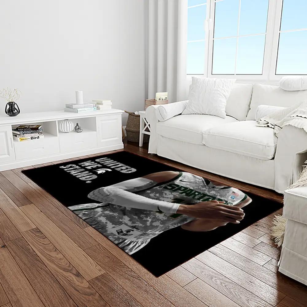 Ncaa michigan state spartans college sport basketball and foolball team logo rectangle area rug mss24 Rectangle Rug