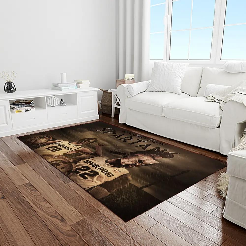 Ncaa michigan state spartans college sport basketball and foolball team logo rectangle area rug mss26 Rectangle Rug
