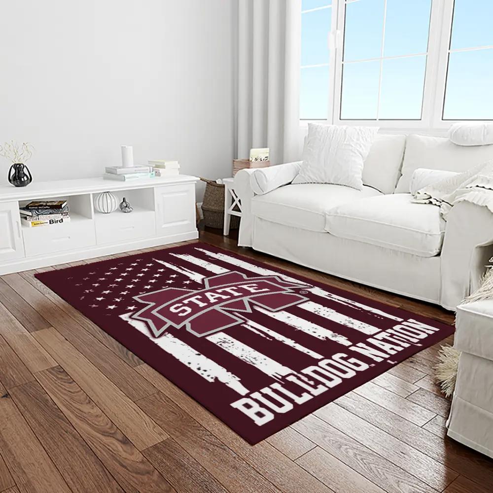 Ncaa mississippi state bulldogs college sport basketball and foolball team logo rectangle area rug msb08 Rectangle Rug