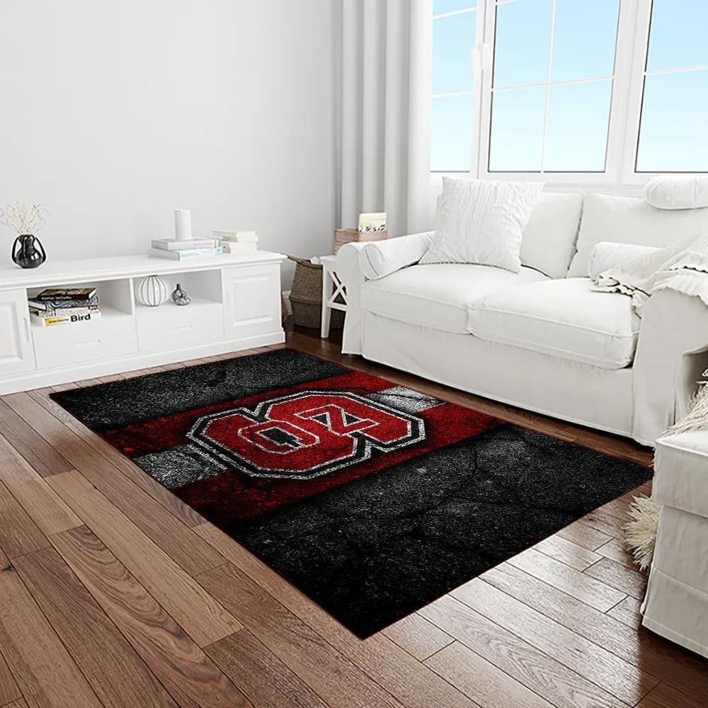 Ncaa nc state wolfpack sport basketball and foolball team logo rectangle area rug ncsw01 Rectangle Rug
