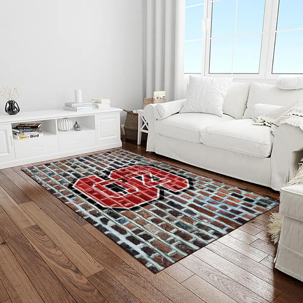 Ncaa nc state wolfpack sport basketball and foolball team logo rectangle area rug ncsw10 Rectangle Rug