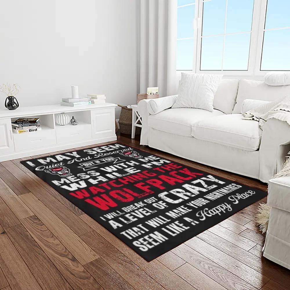 Ncaa nc state wolfpack sport basketball and foolball team logo rectangle area rug ncsw45 Rectangle Rug