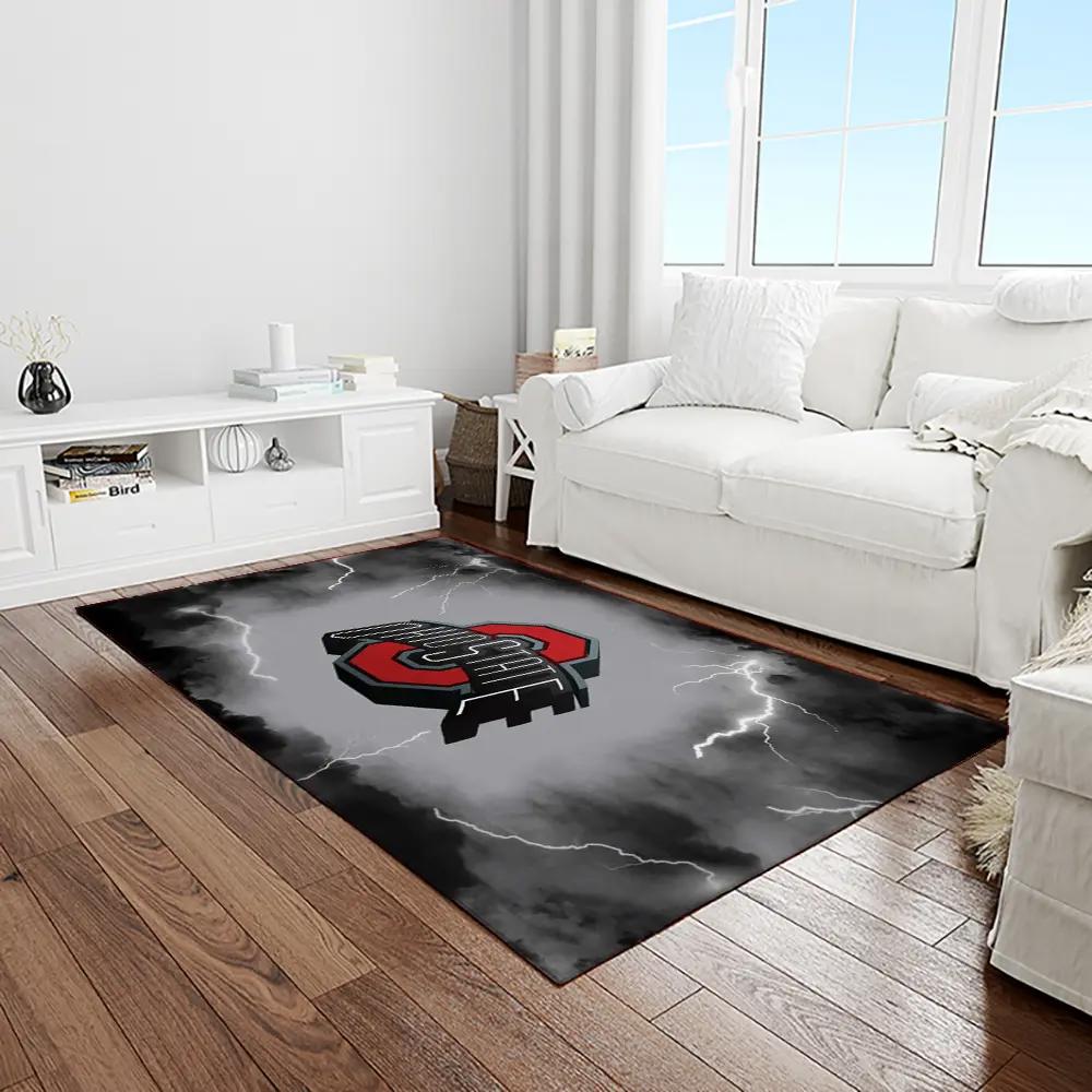 Ncaa ohio state buckeyes college sport basketball and foolball team logo rectangle area rug osb16 Rectangle Rug