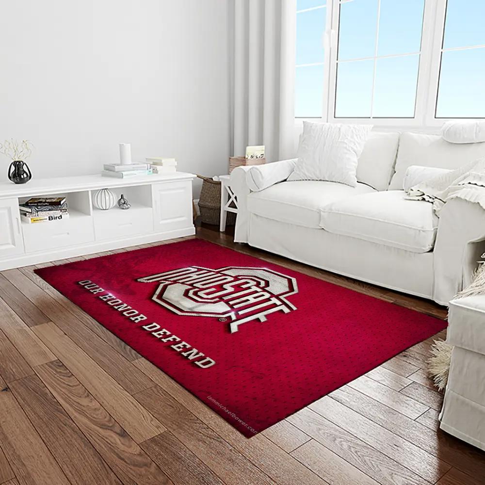 Ncaa ohio state buckeyes college sport basketball and foolball team logo rectangle area rug osb43 Rectangle Rug