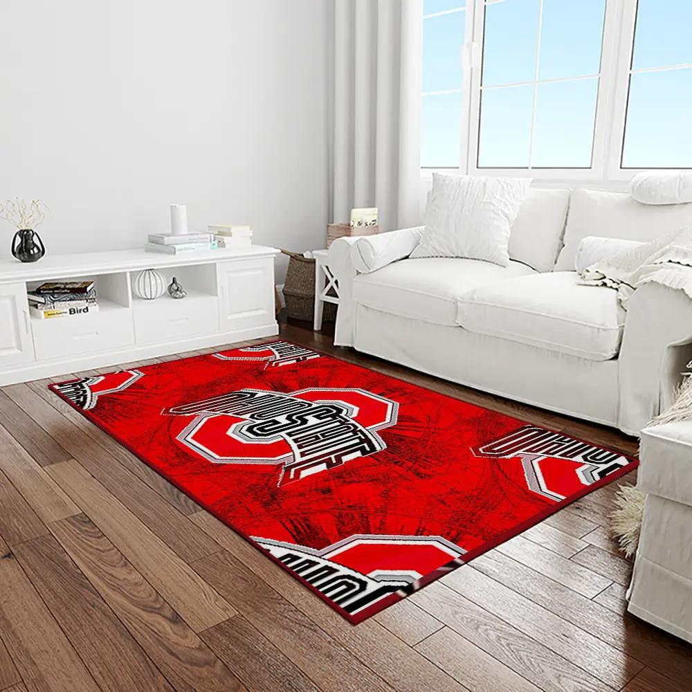 Ncaa ohio state buckeyes college sport basketball and foolball team logo rectangle area rug osb58 Rectangle Rug