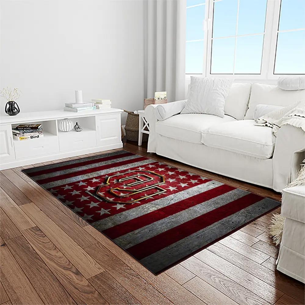 Ncaa oklahoma sooners sport basketball and foolball team logo rectangle area rug os95 Rectangle Rug