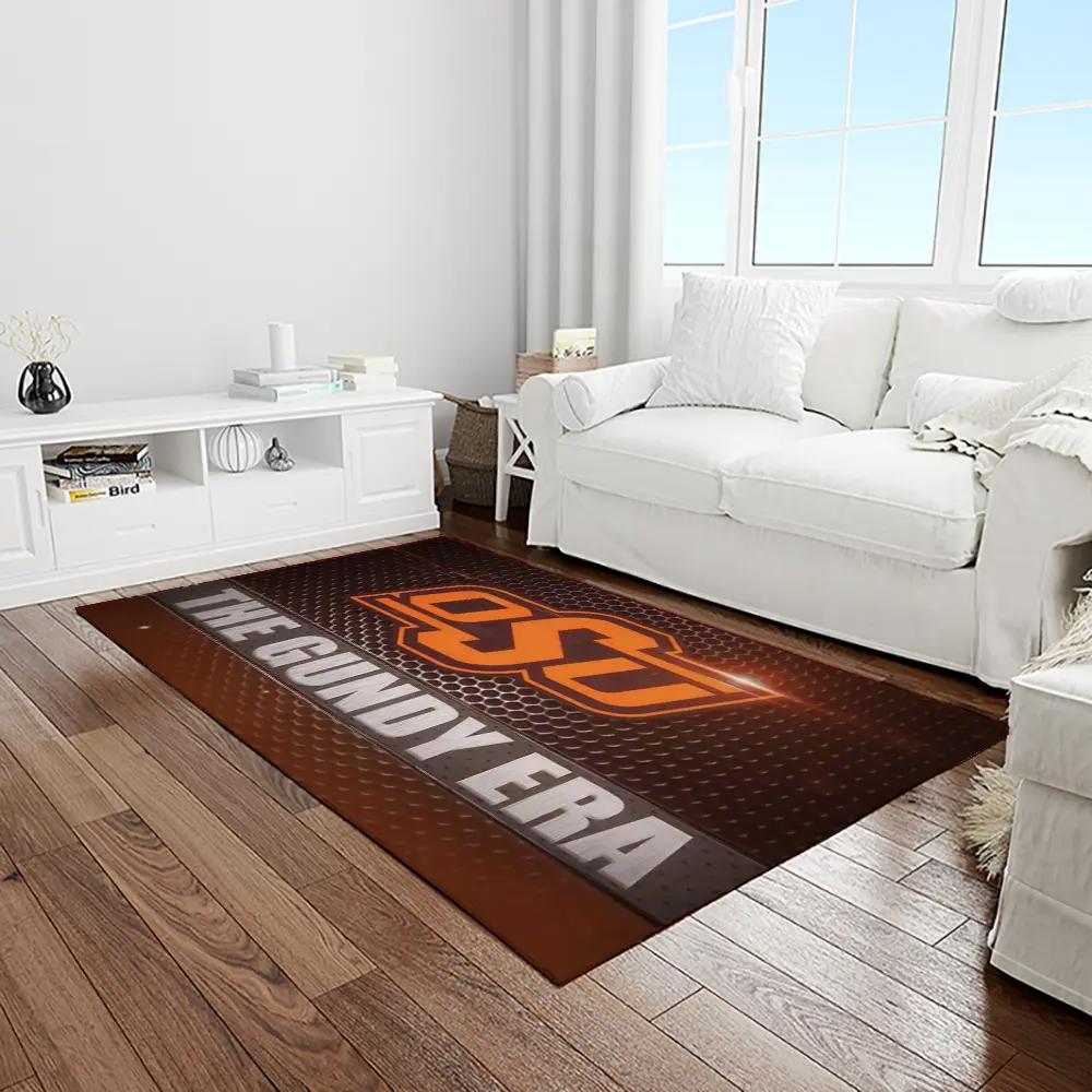 Ncaa oklahoma state cowboys sport basketball and foolball team logo rectangle area rug osc14 Rectangle Rug