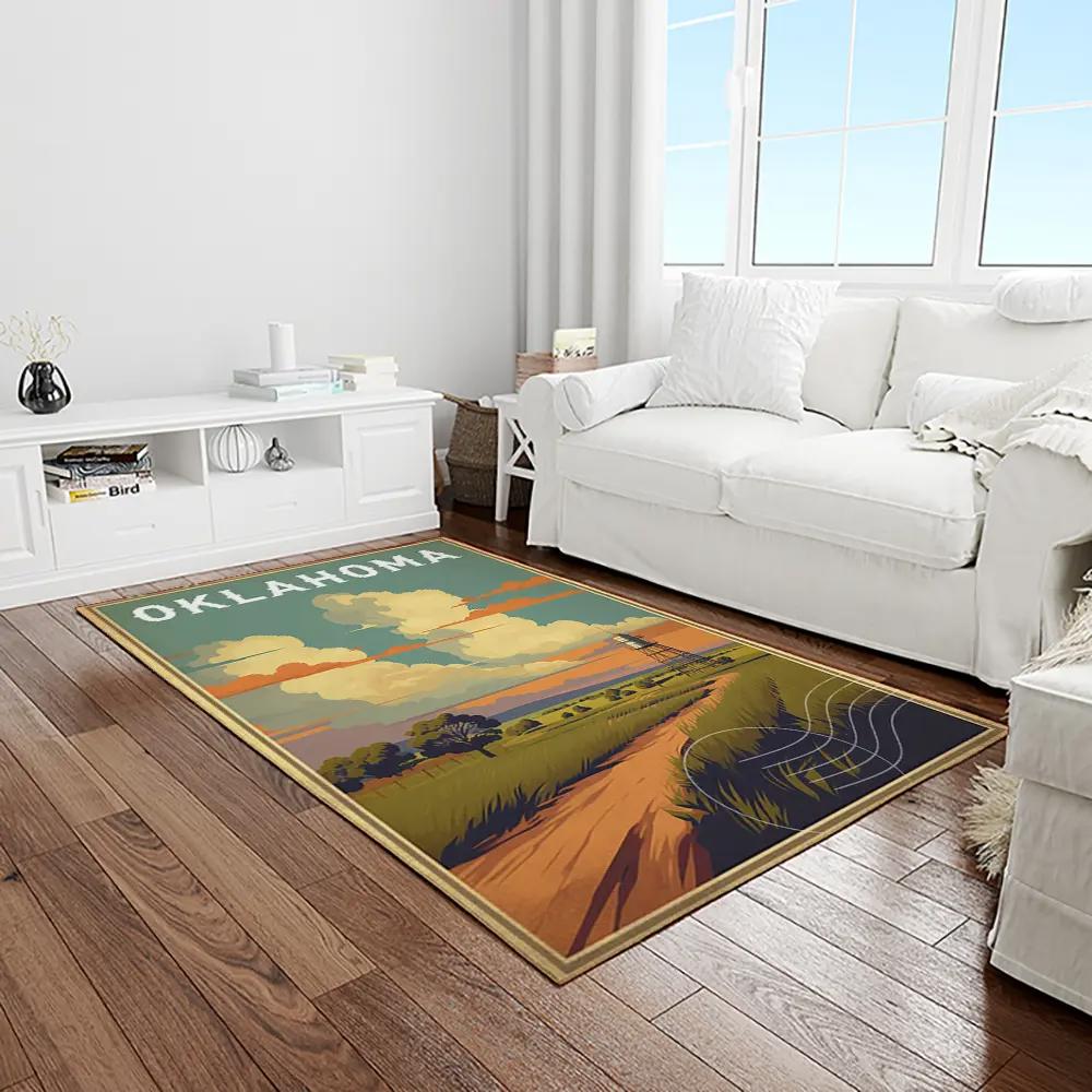 Ncaa oklahoma state cowboys sport basketball and foolball team logo rectangle area rug osc28 Rectangle Rug