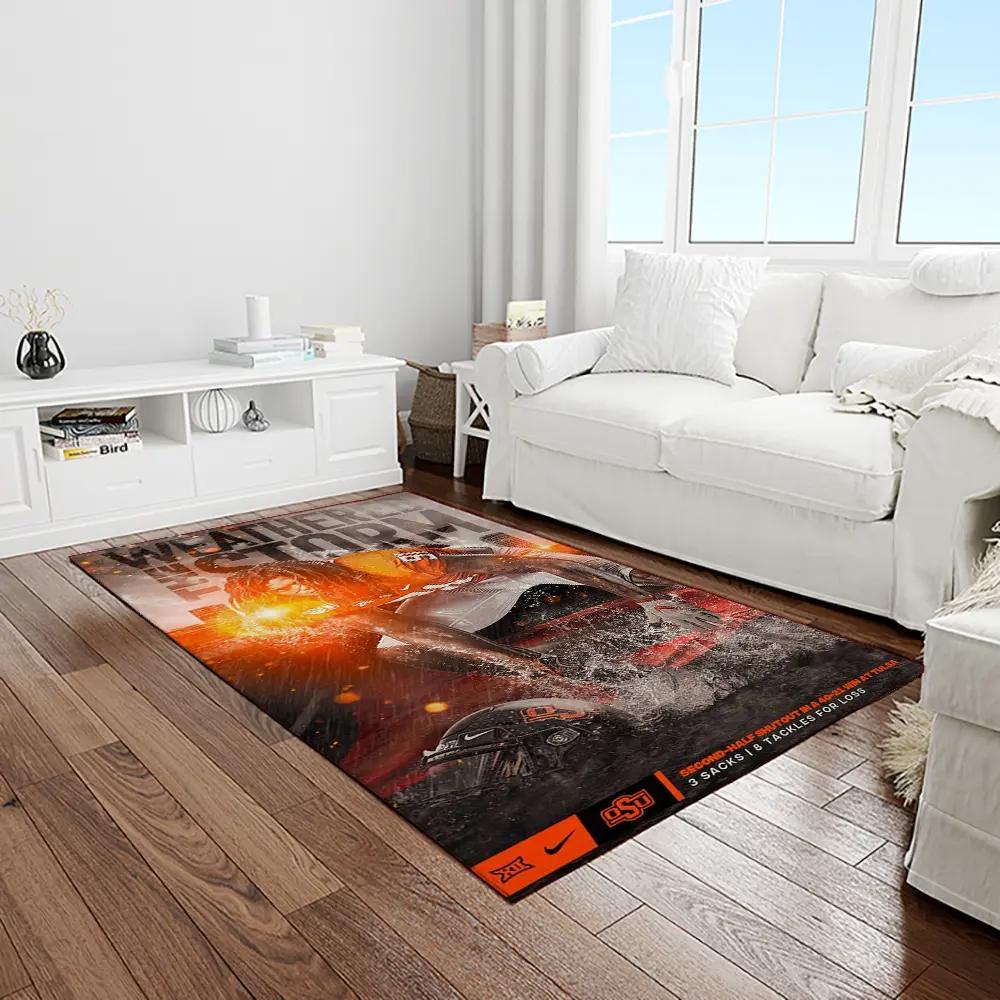 Ncaa oklahoma state cowboys sport basketball and foolball team logo rectangle area rug osc30 Rectangle Rug