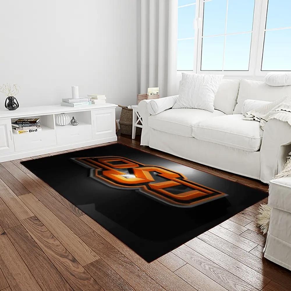 Ncaa oklahoma state cowboys sport basketball and foolball team logo rectangle area rug osc52 Rectangle Rug