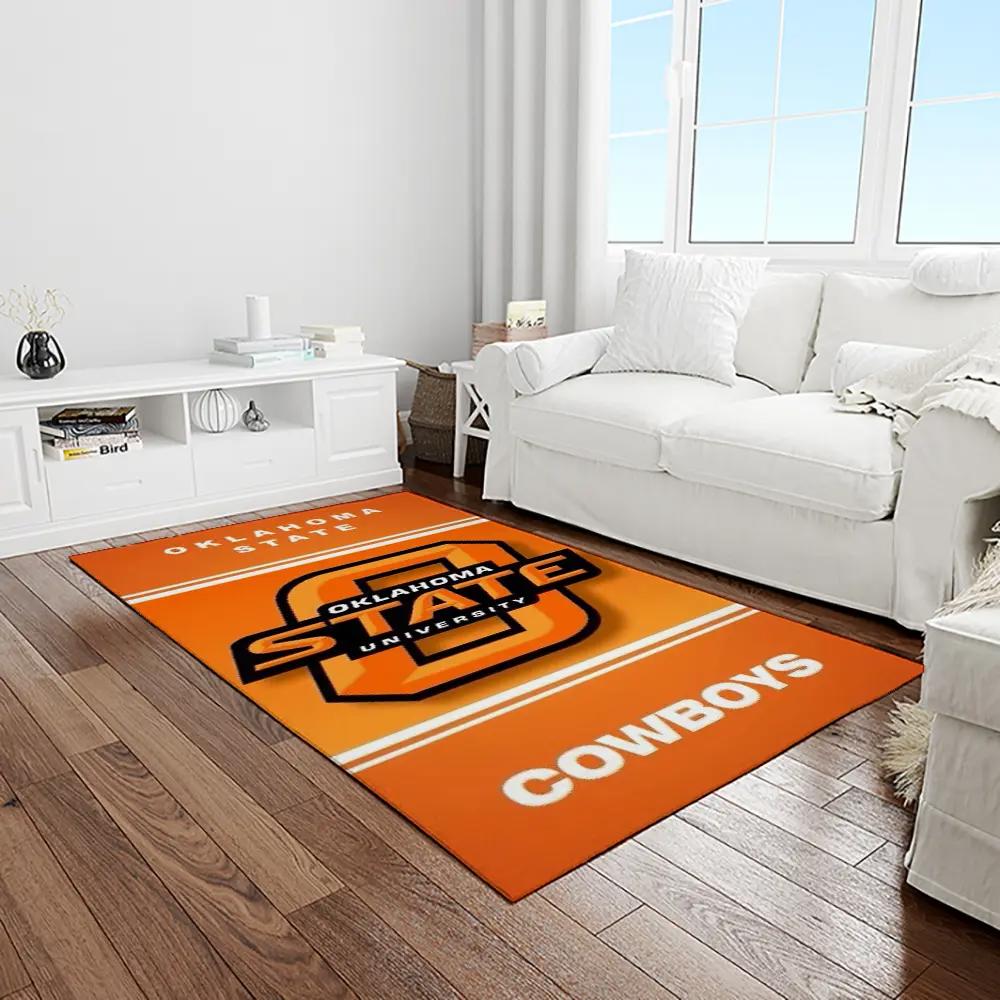 Ncaa oklahoma state cowboys sport basketball and foolball team logo rectangle area rug osc53 Rectangle Rug