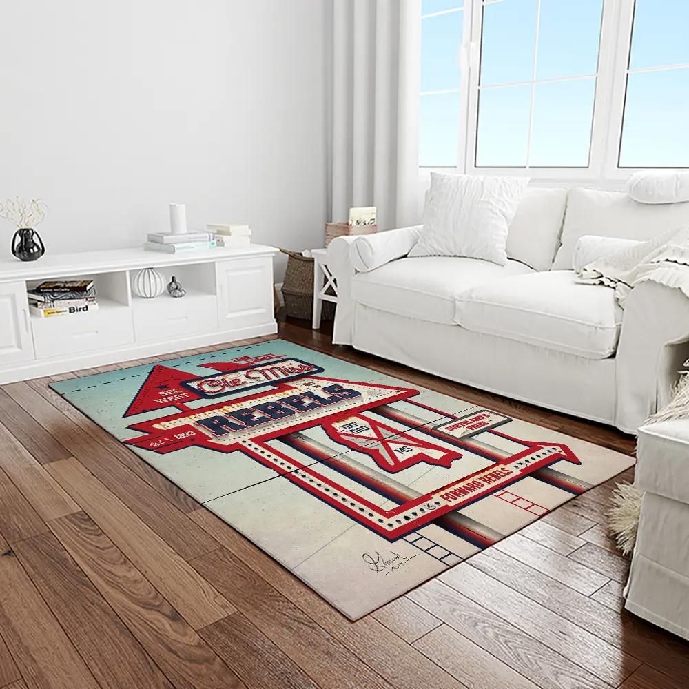 Ncaa ole miss rebels sport basketball and foolball team logo rectangle area rug omr20 Rectangle Rug