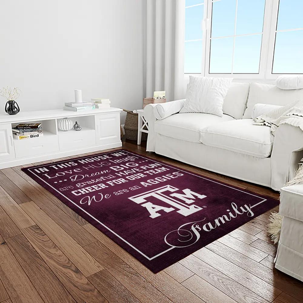 Ncaa texas a&m aggies college sport basketball and foolball team logo rectangle area rug tama03 Rectangle Rug