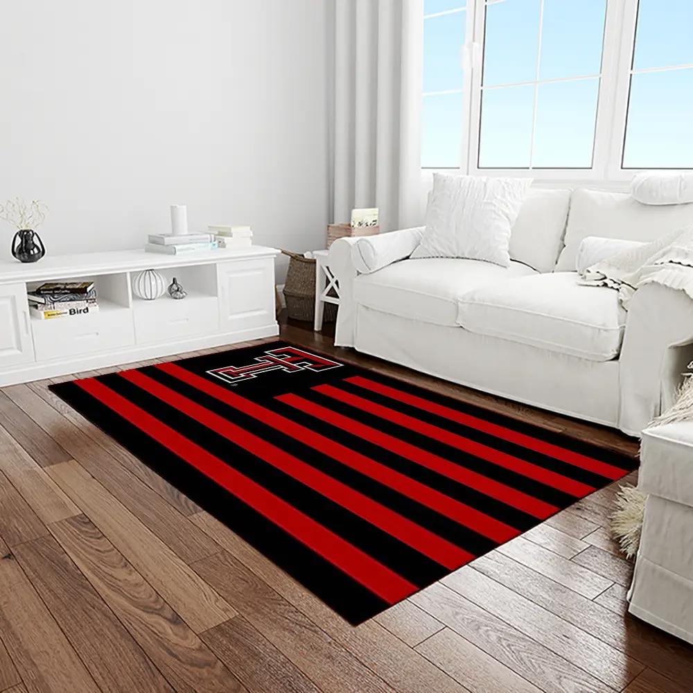 Ncaa texas tech red raiders sport basketball and foolball team logo rectangle area rug ttrr25 Rectangle Rug