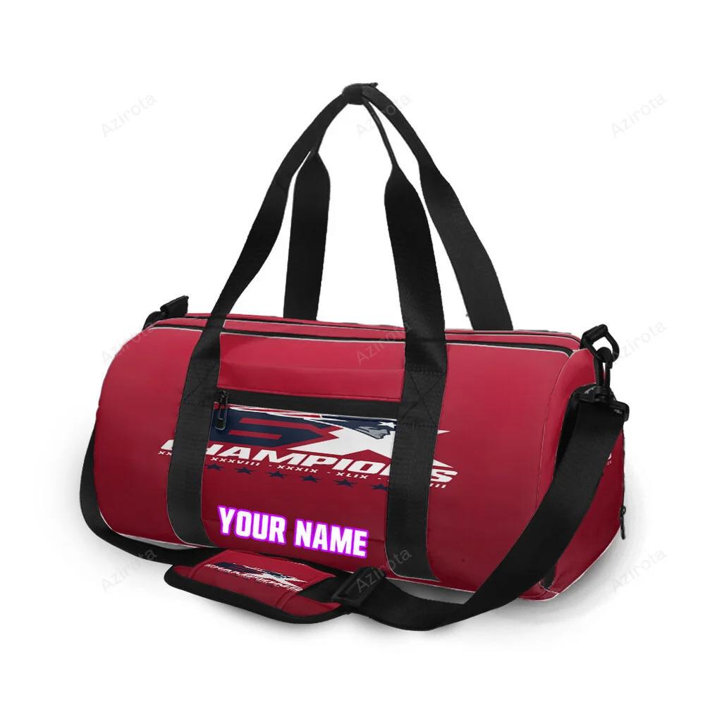 New england patriots 6x champions red personalized name travel bag gym bag 1153 Travel Bag