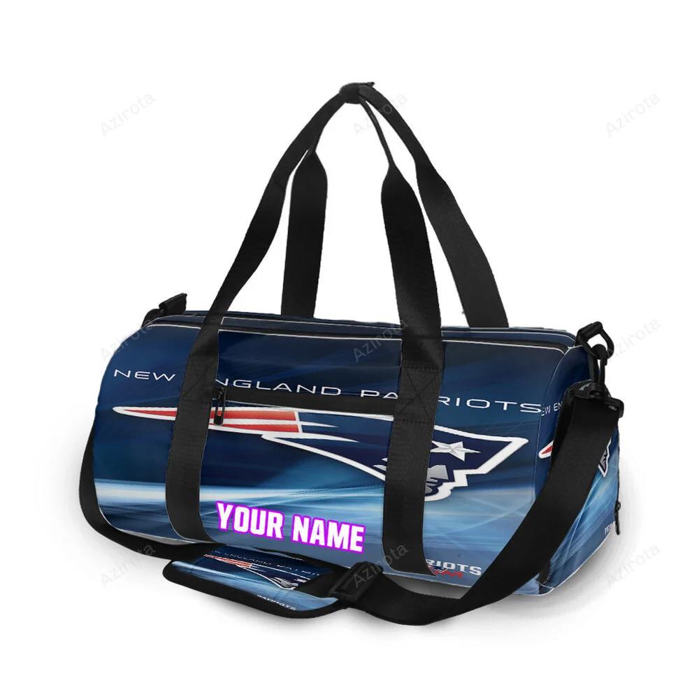 New england patriots light navy personalized name travel bag gym bag 562 Travel Bag