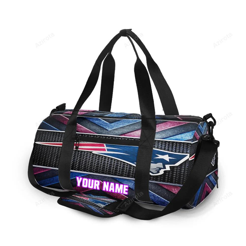 New england patriots metal blue red personalized name travel bag gym bag 1875 Travel Bag