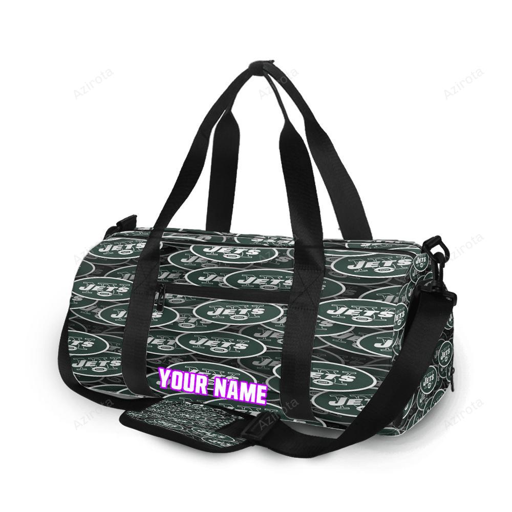 New york jets emblems v32 personalized name travel bag gym bag 1008 Travel Bag