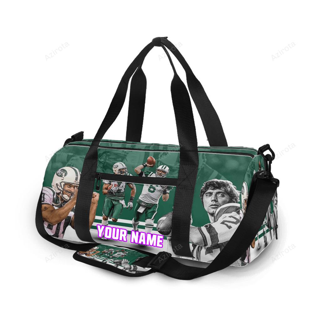 New york jets greatest moments in franchise history personalized name travel bag gym bag 1598 Travel Bag