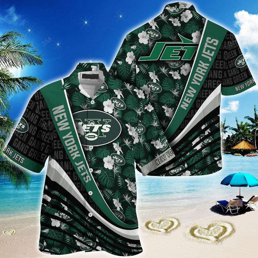 New york jets nfl-summer hawaii shirt with tropical flower pattern  for men and women Hawaii Shirt