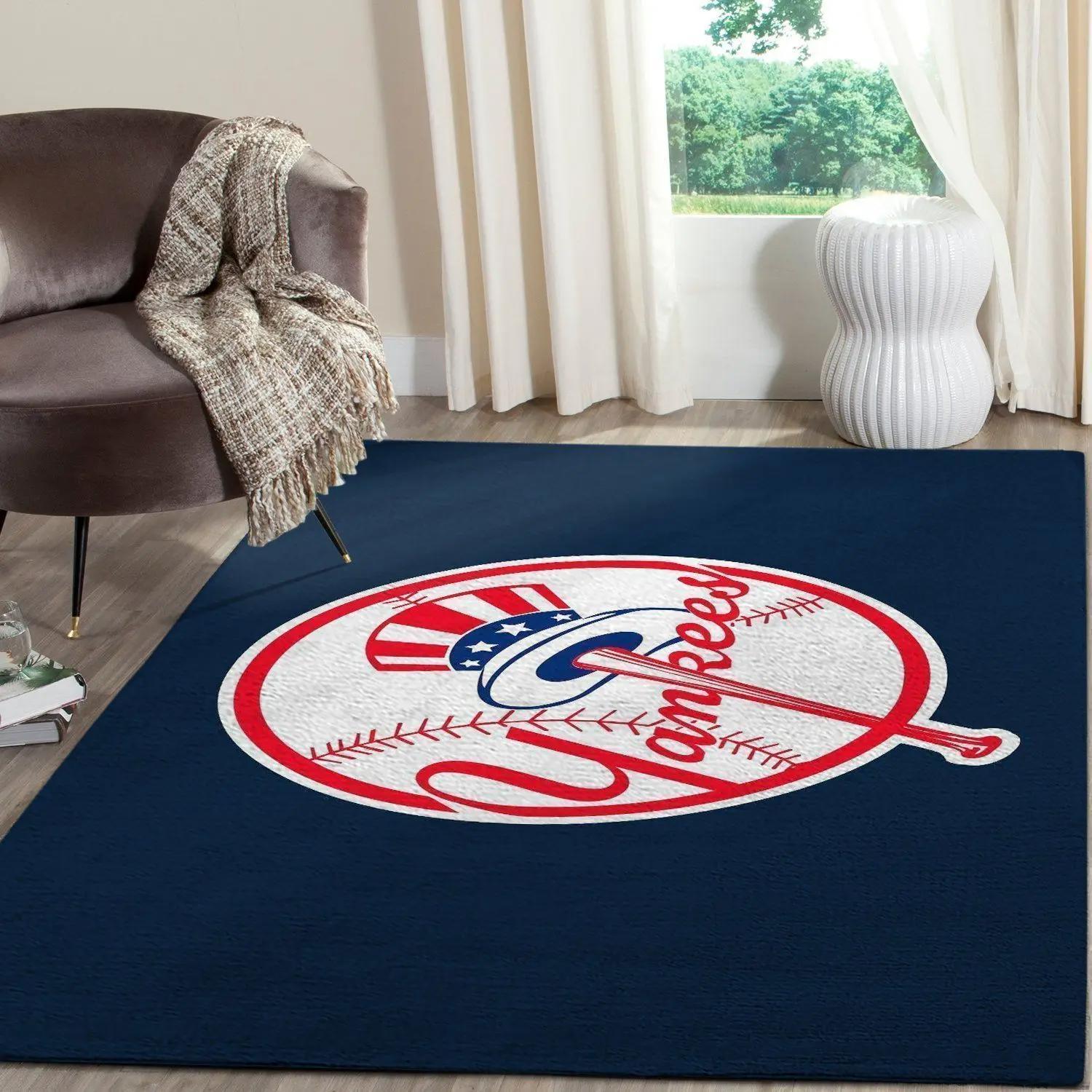 New york yankees area rug mlb baseball team logo living room rugs v465 Rectangle Rug