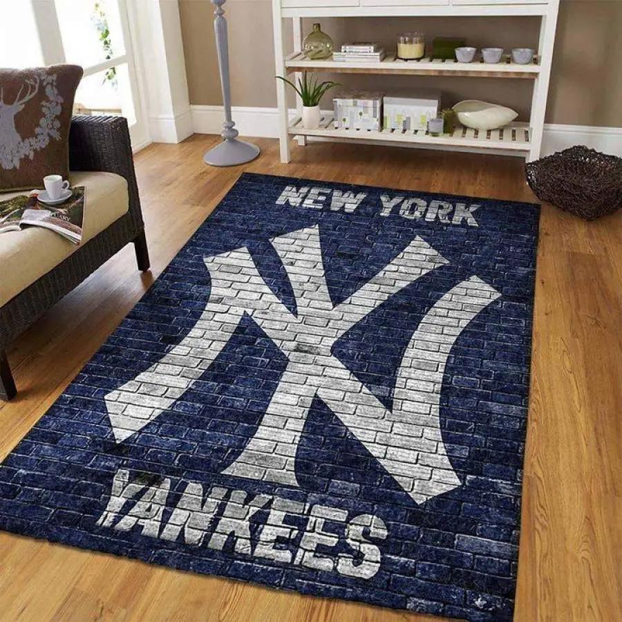 Newyork yankees mbl team logo wall pattern carpet floor area rug living room rug home decor Rectangle Rug