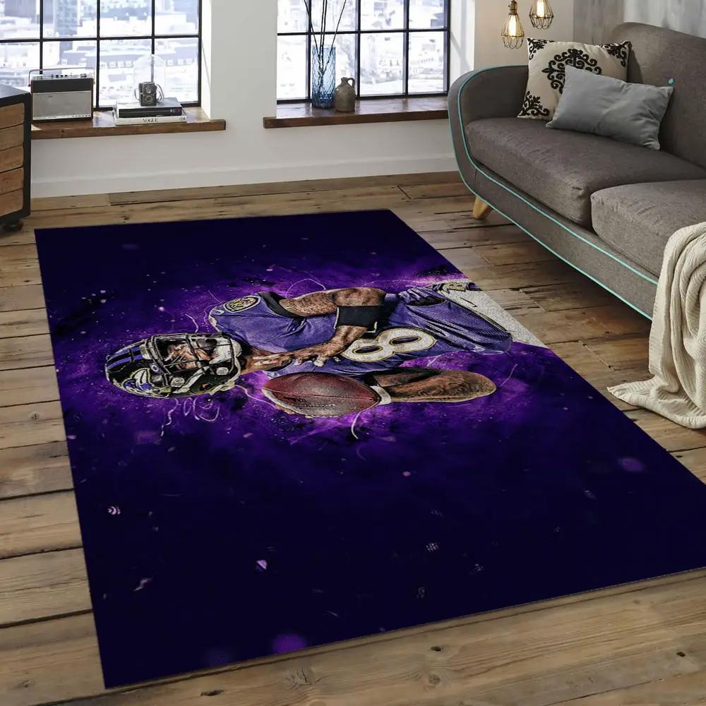 Nfl baltimore ravens striking football team logo rectangle area rug brv01 Rectangle Rug