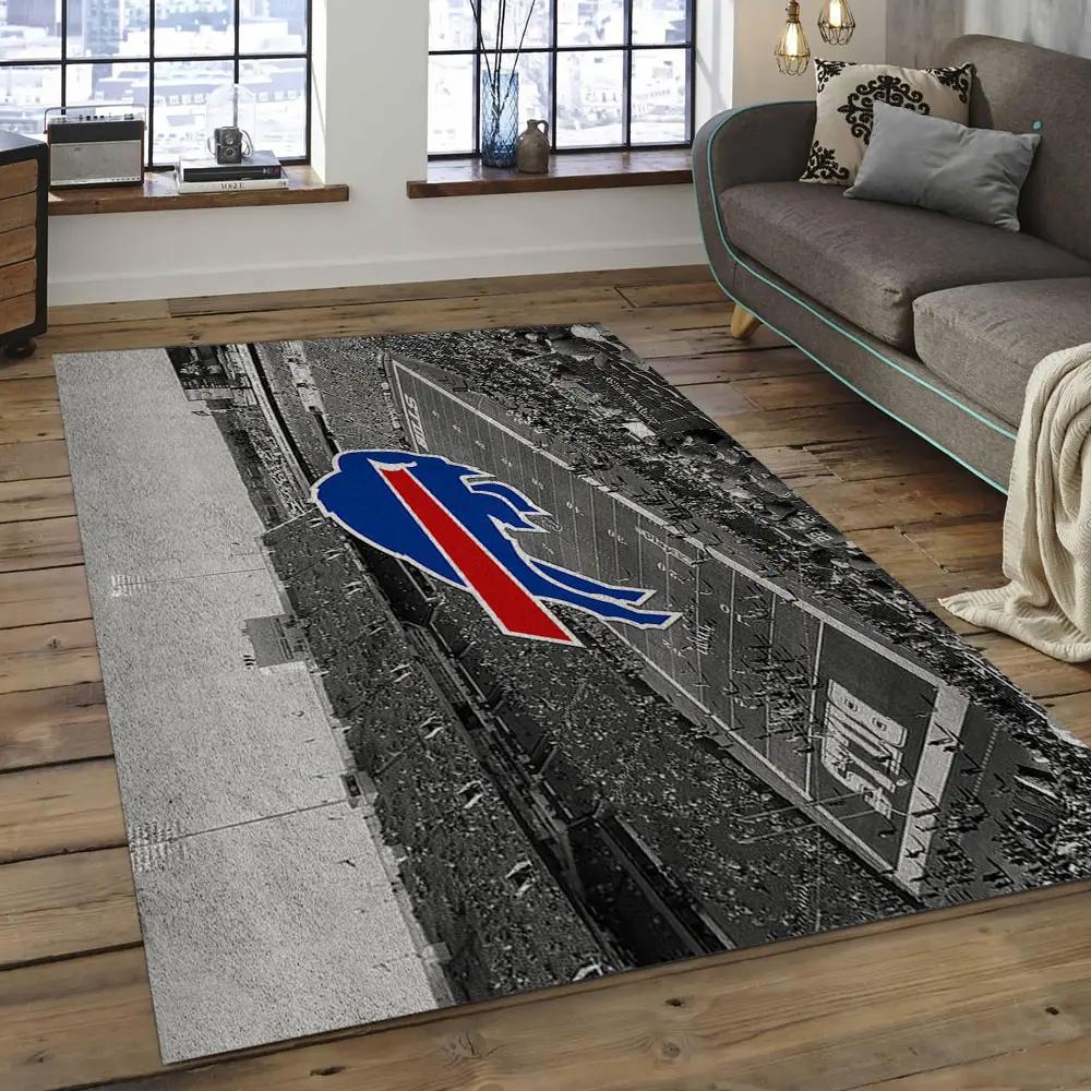 Nfl buffalo bills silver football team logo rectangle area rug bb24 Rectangle Rug
