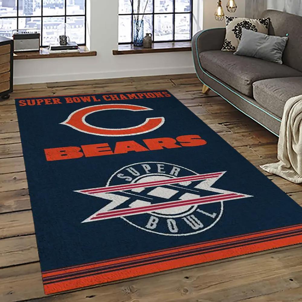 Nfl chicago bears football team logo sport carpet rectangle area rug for living room ccb06 Rectangle Rug