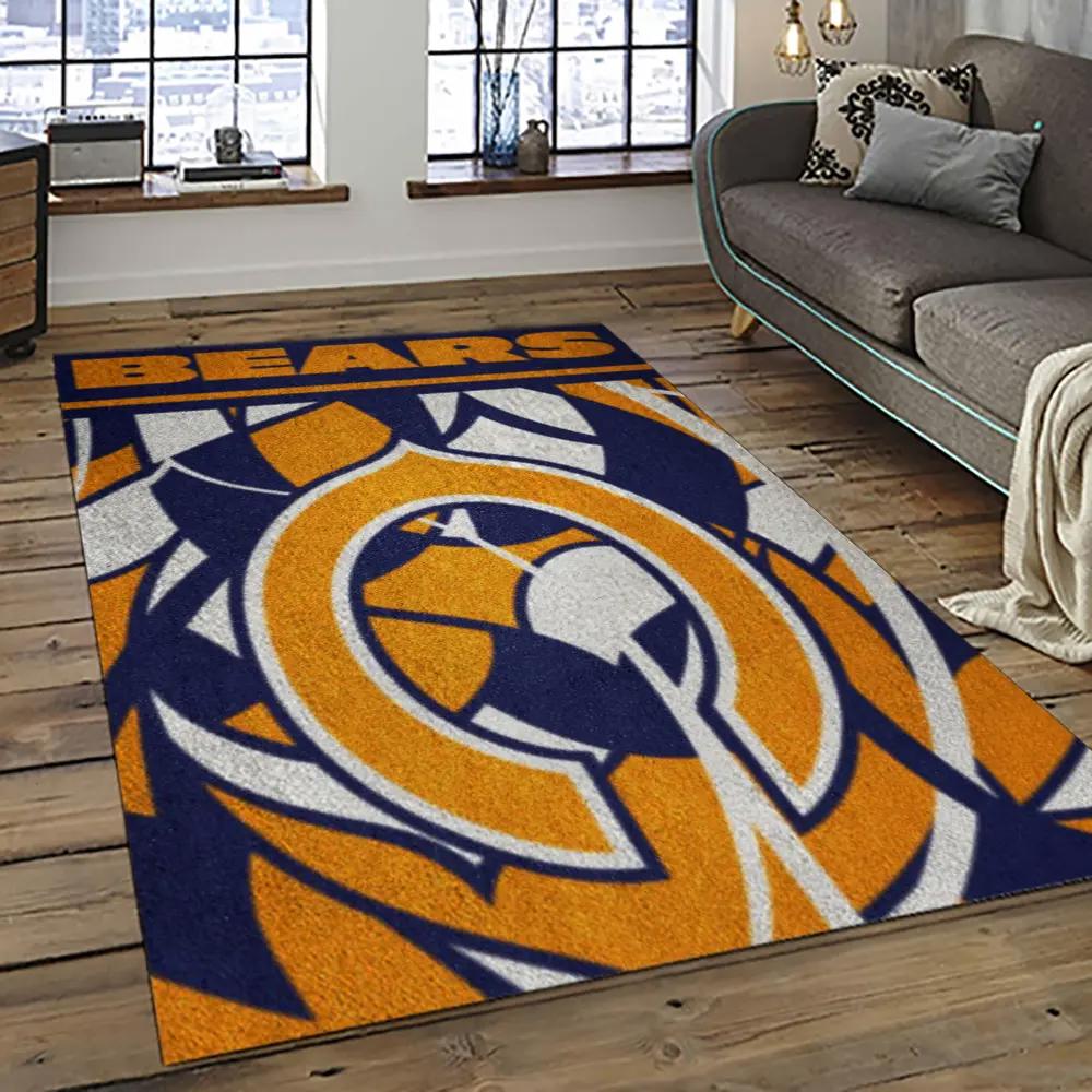 Nfl chicago bears football team logo sport carpet rectangle area rug for living room ccb08 Rectangle Rug