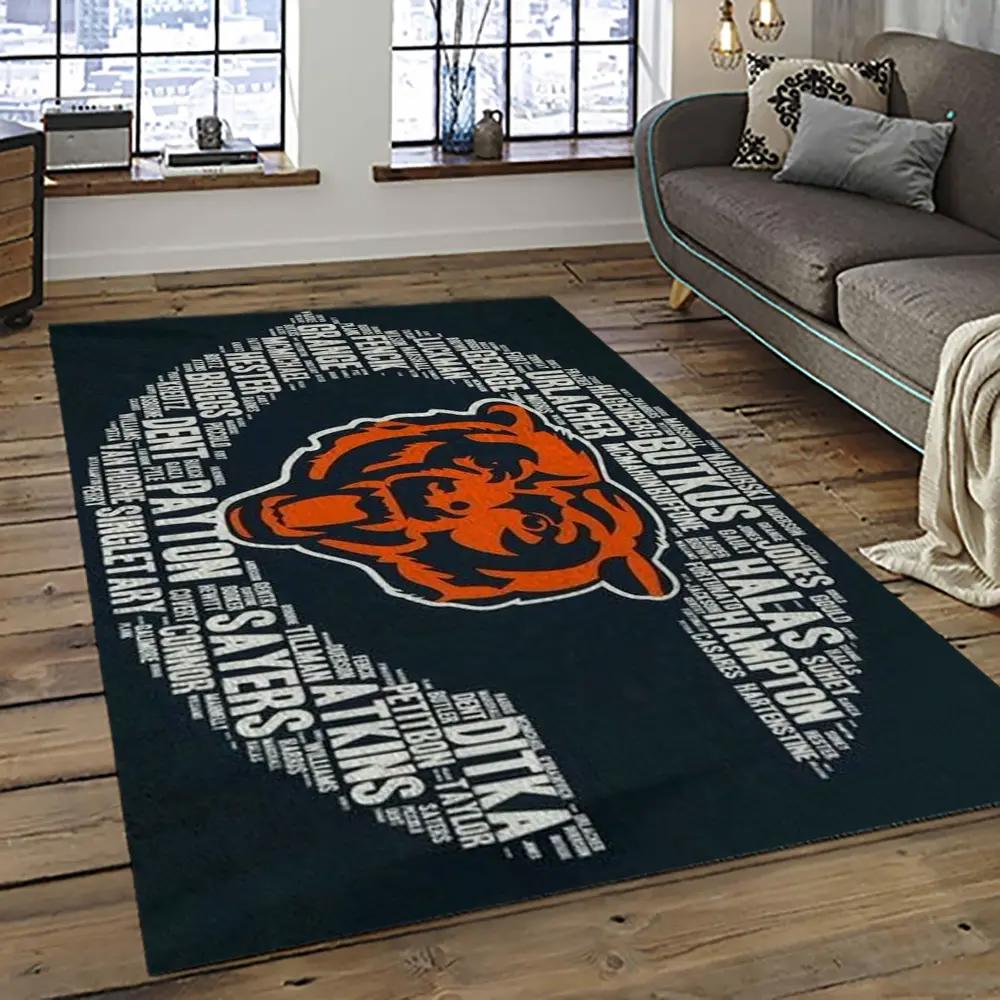 Nfl chicago bears football team logo sport carpet rectangle area rug for living room ccb56 Rectangle Rug