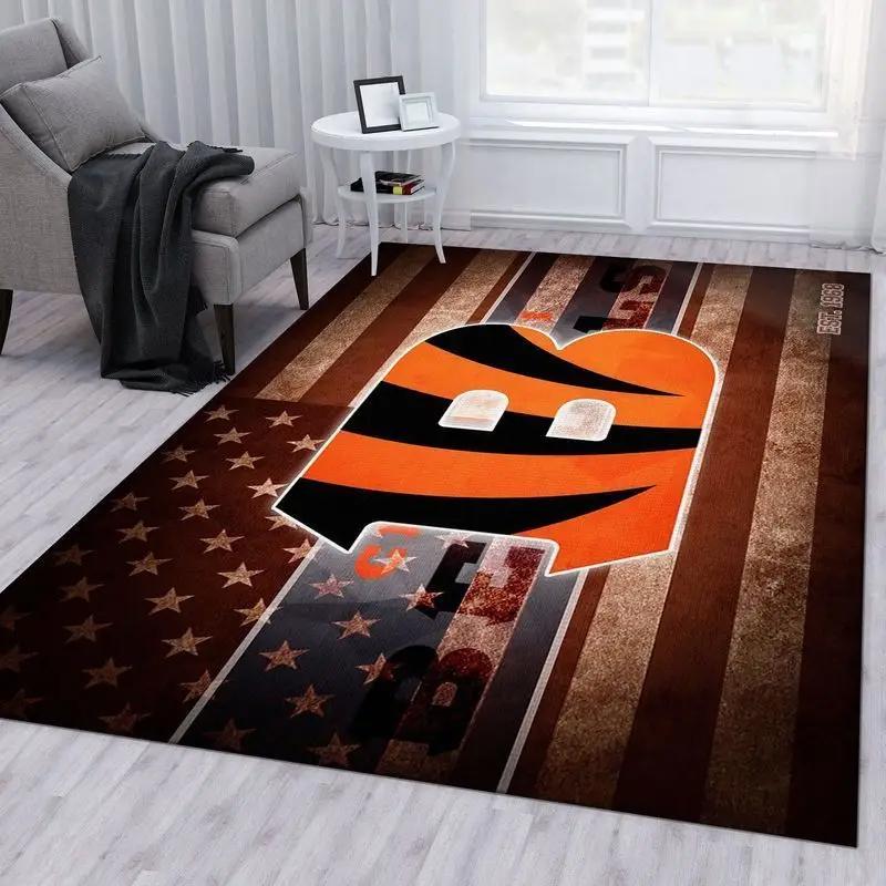 Nfl cincinnati bengals team area rug living room carpet home rug 14 Rectangle Rug
