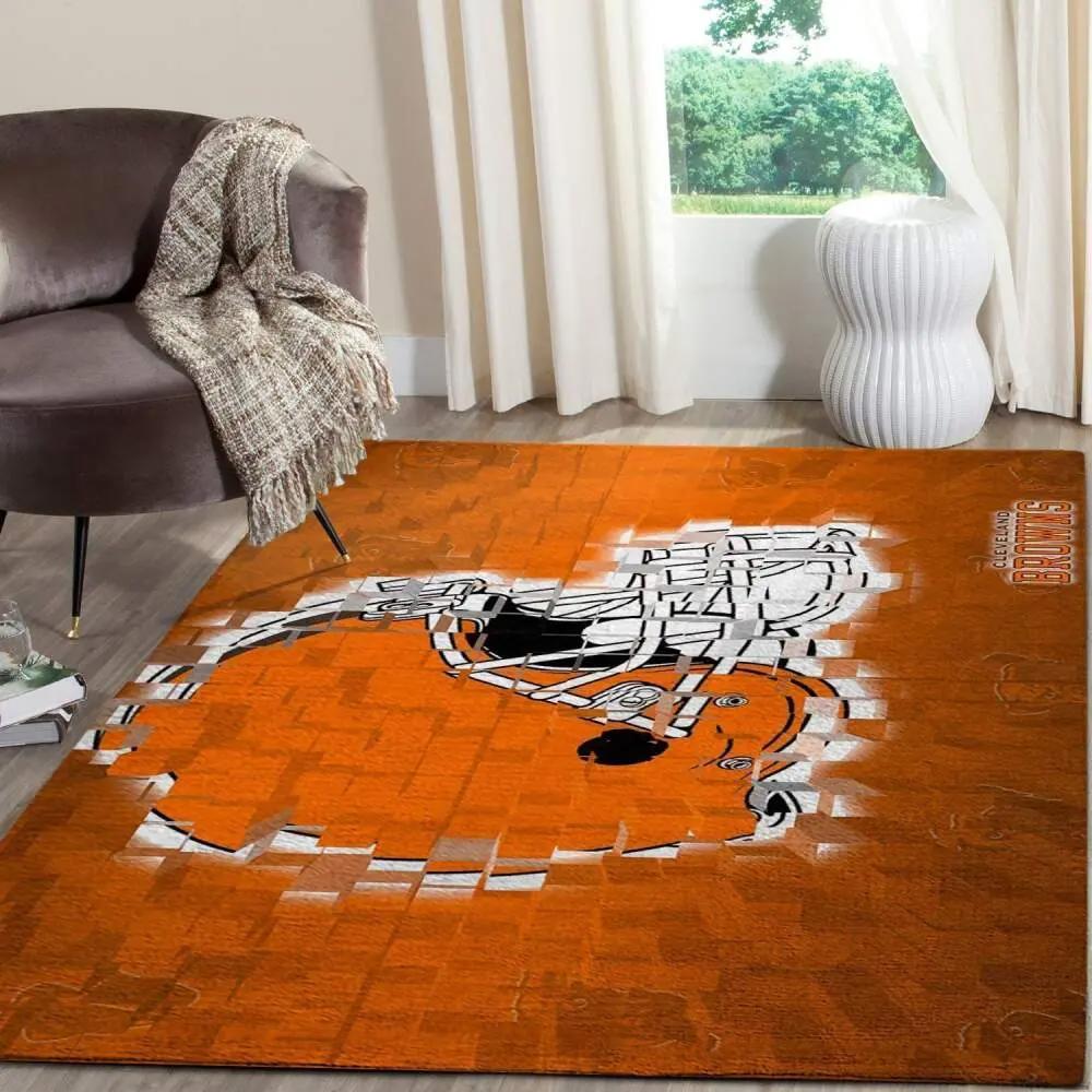 Nfl cleveland browns area rug football rug carpet floor decor home decor v1760 Rectangle Rug