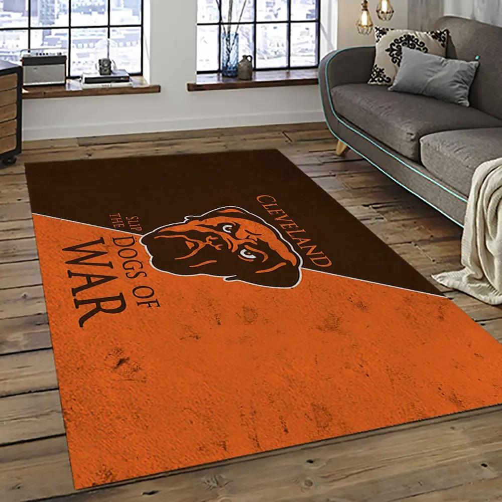 Nfl cleveland browns football team logo sport carpet rectangle area rug for living room cb72 Rectangle Rug