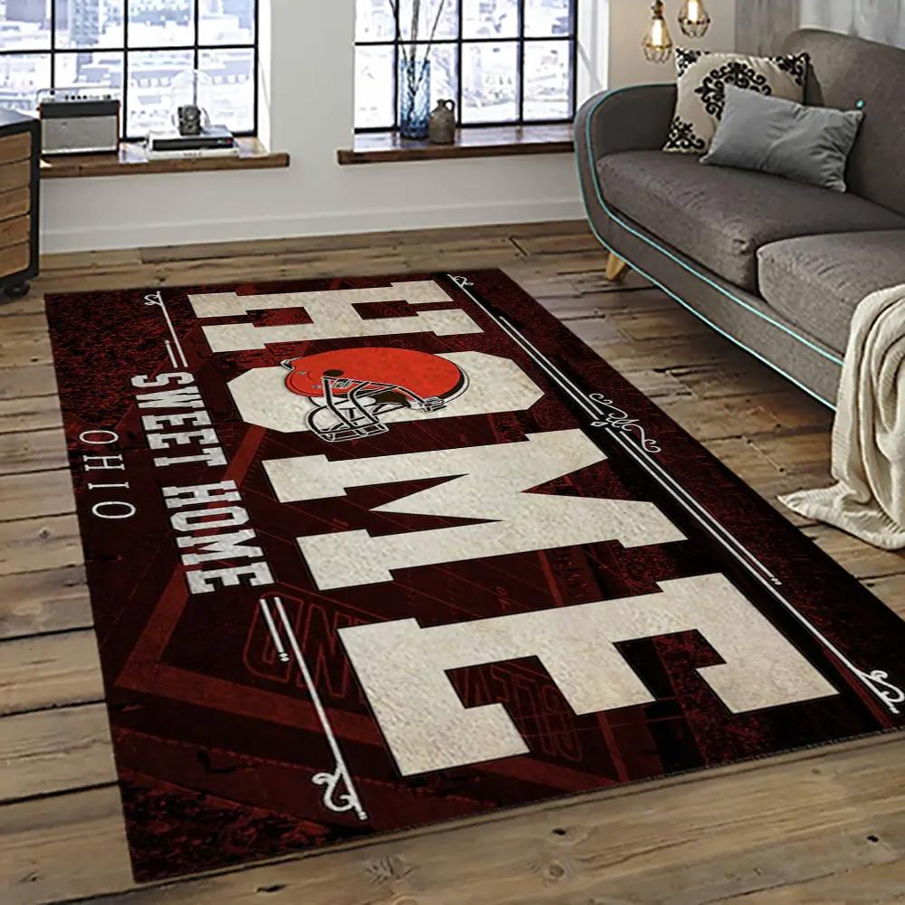 Nfl cleveland browns football team logo sport carpet rectangle area rug for living room cb78 Rectangle Rug