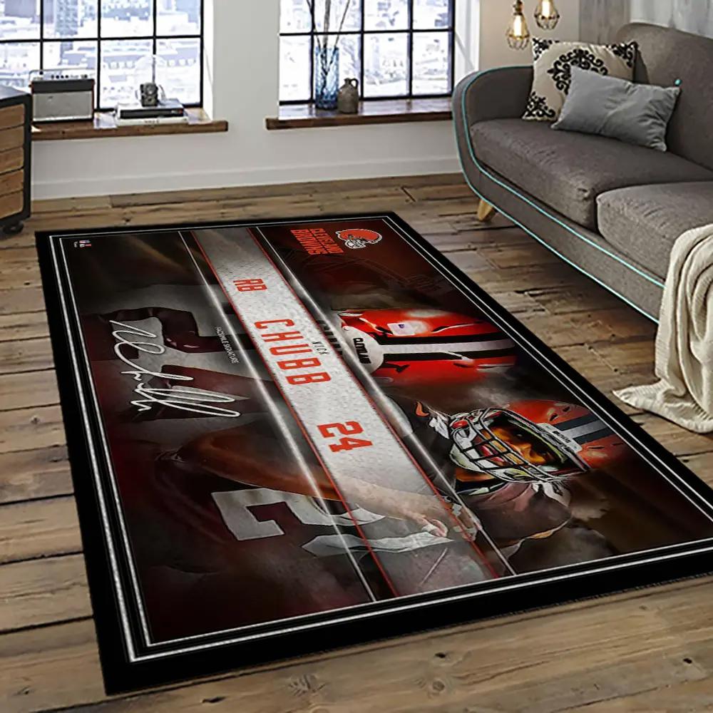 Nfl cleveland browns football team logo sport carpet rectangle area rug for living room cb85 Rectangle Rug