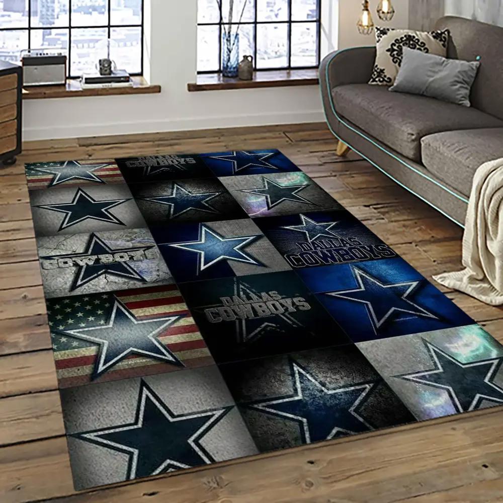 Nfl dallas cowboy football team logo sport carpet rectangle area rug for living room dc31 Rectangle Rug