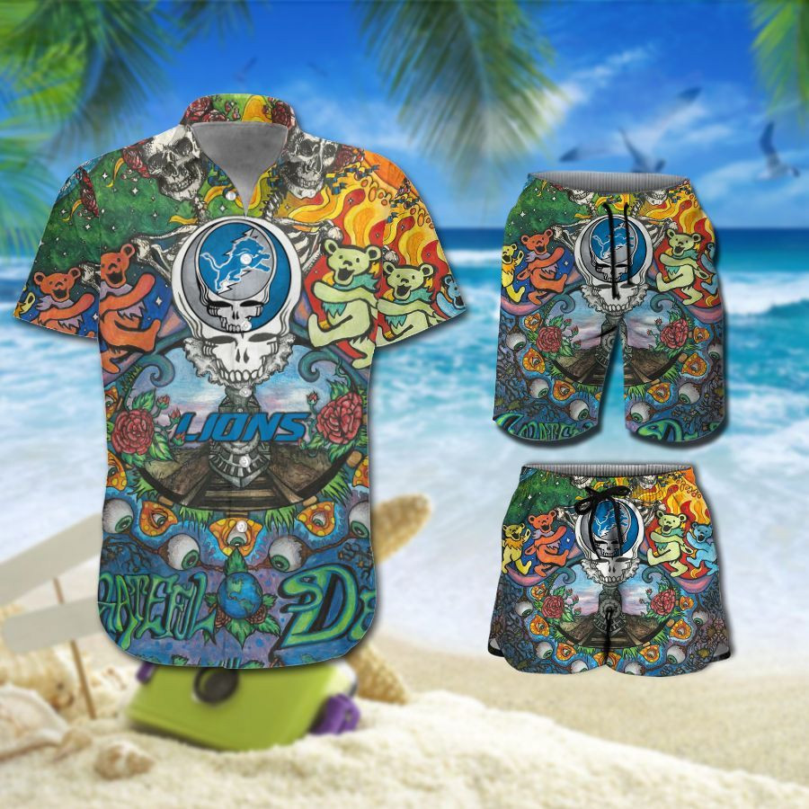 Nfl detroit lions grateful dead hawaiian shirt and shorts premium hawaiian shirts 42 Hawaii Shirt Shorts & Flip Flops