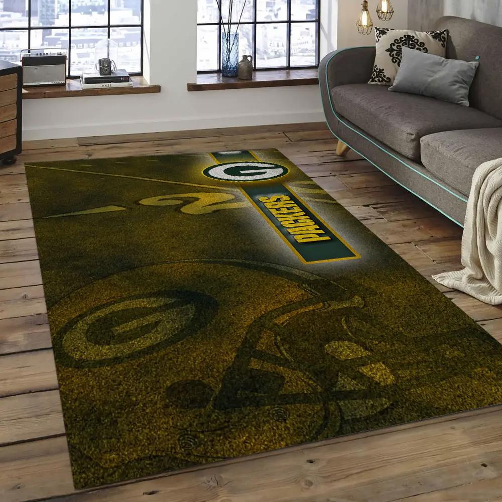 Nfl green bay packers football team logo rectangle area rug gbp17 Rectangle Rug