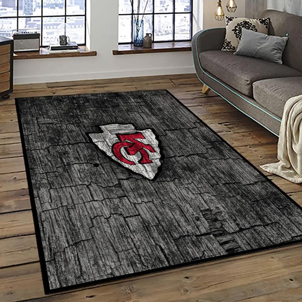 Nfl kansas city chiefs football team logo sport carpet area rug home decor best gift for friends kscc68 Rectangle Rug