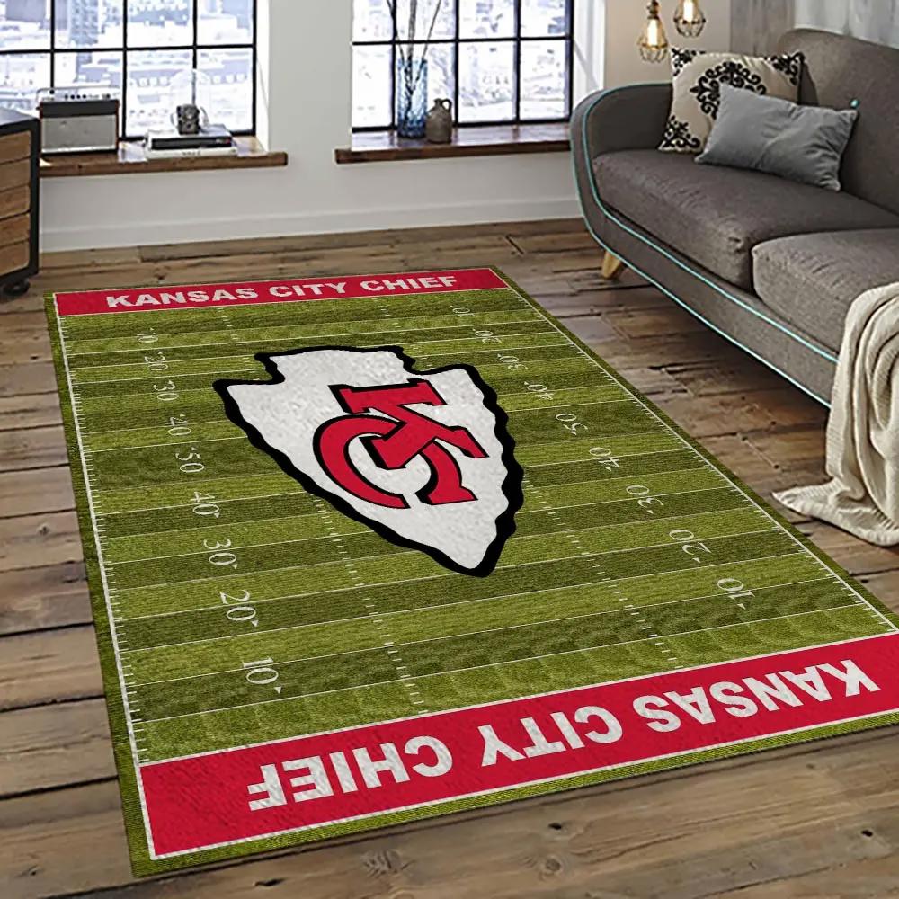 Nfl kansas city chiefs football team logo sport carpet area rug home decor best gift for friends kscc84 Rectangle Rug