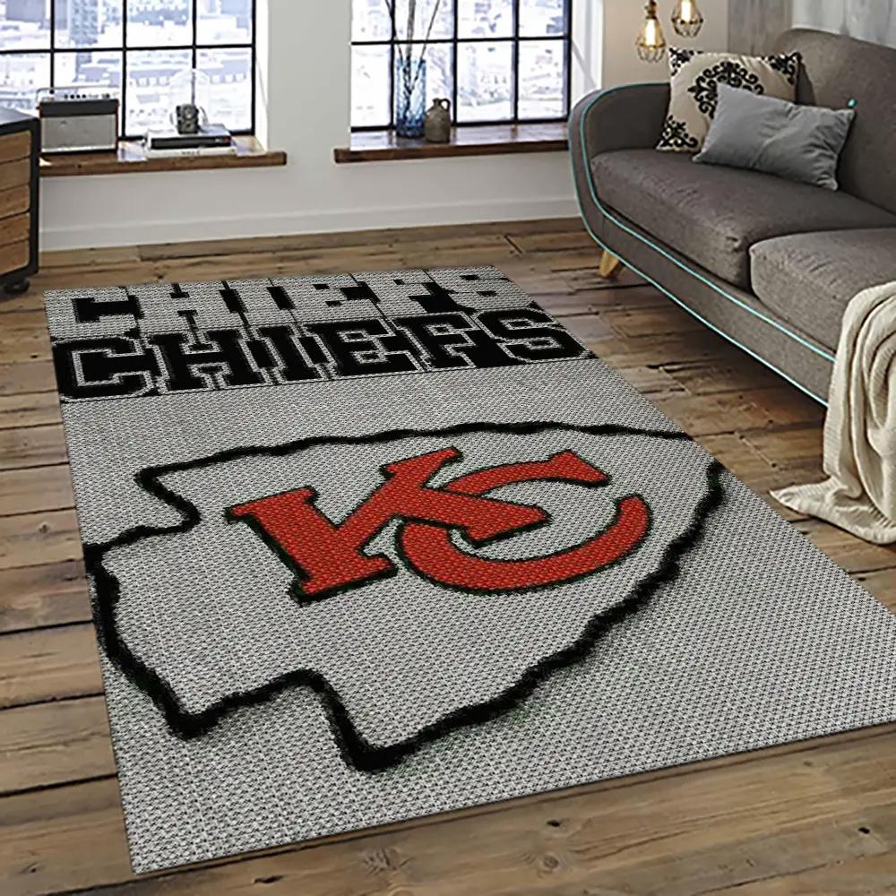 Nfl kansas city chiefs football team logo sport carpet rectangle area rug for living room kcc55 Rectangle Rug