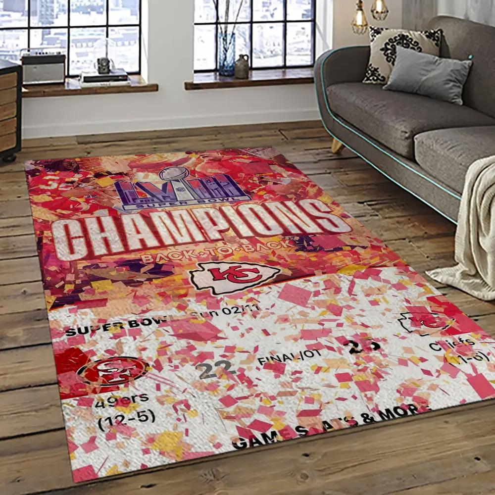 Nfl kansas city chiefs football team logo sport carpet rectangle area rug for living room kcc87 Rectangle Rug