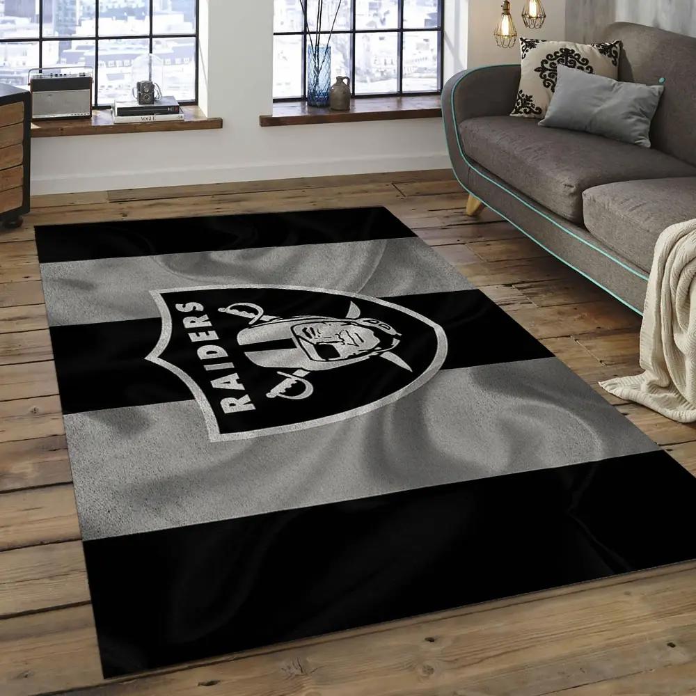 Nfl las vegas raiders football team logo rectangle area rug lvr17 Rectangle Rug