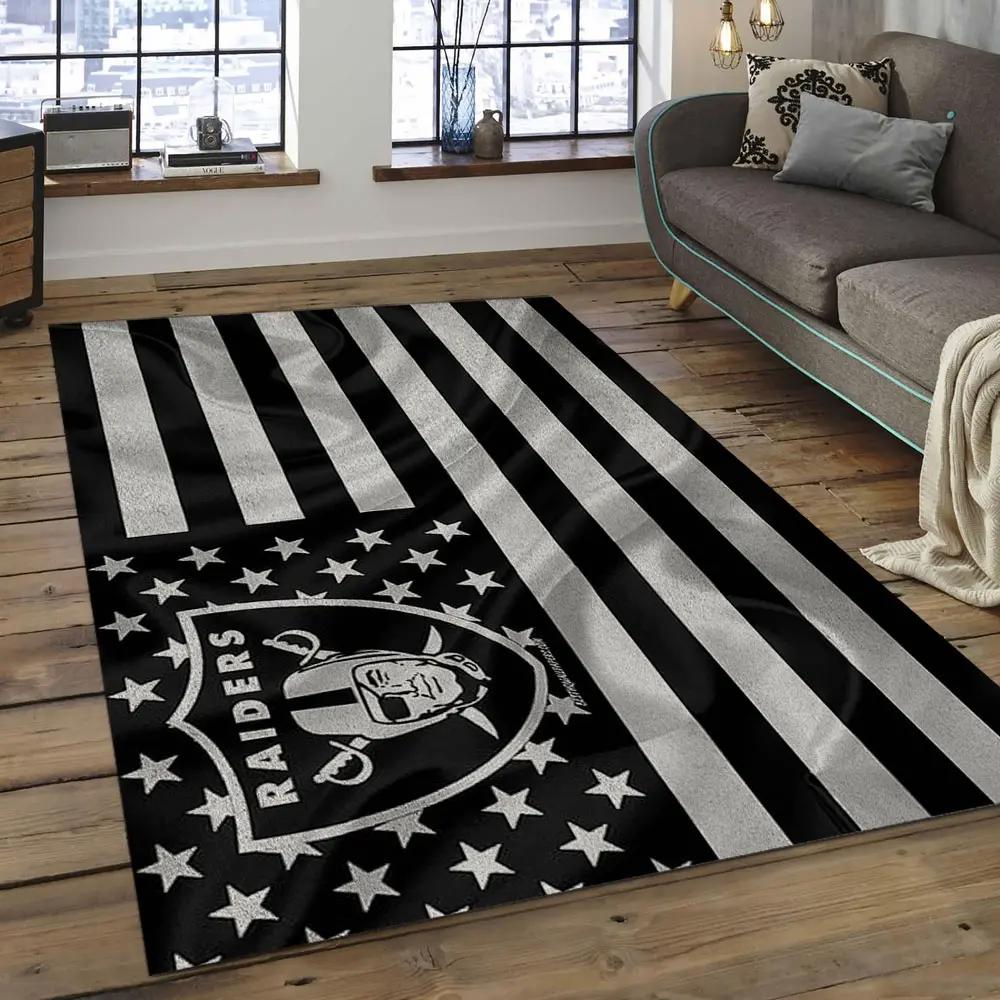 Nfl las vegas raiders football team logo rectangle area rug lvr26 Rectangle Rug