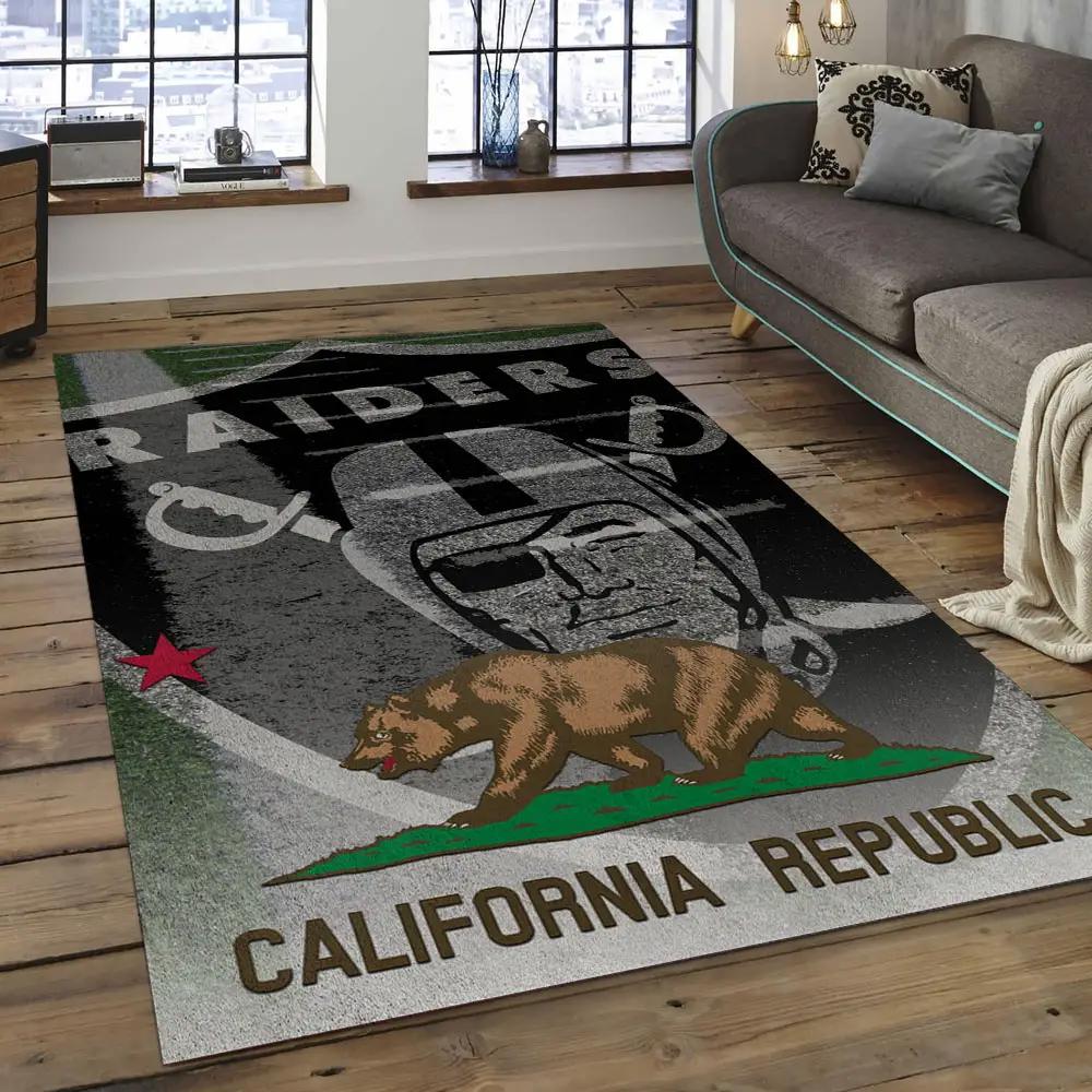 Nfl las vegas raiders football team logo rectangle area rug lvr48 Rectangle Rug