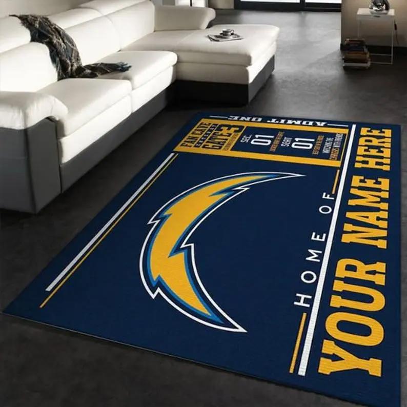 Nfl los angeles chargers home decor rectangle area rug living room rug Rectangle Rug