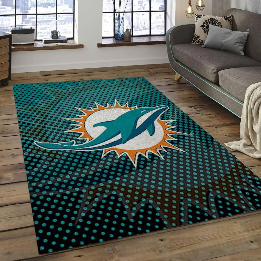 Nfl miami dolphins  football team logo rectangle area rug mmd13 Rectangle Rug