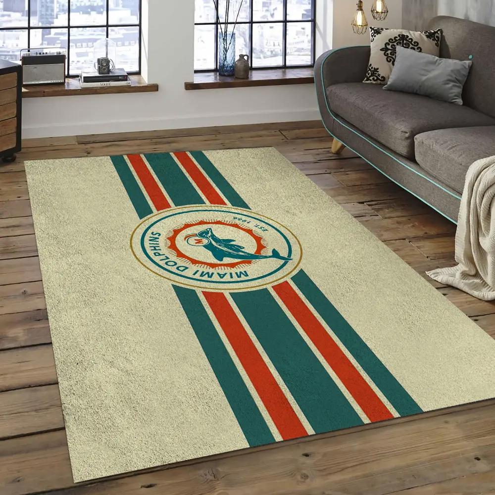 Nfl miami dolphins football team logo rectangle area rug mmd26 Rectangle Rug