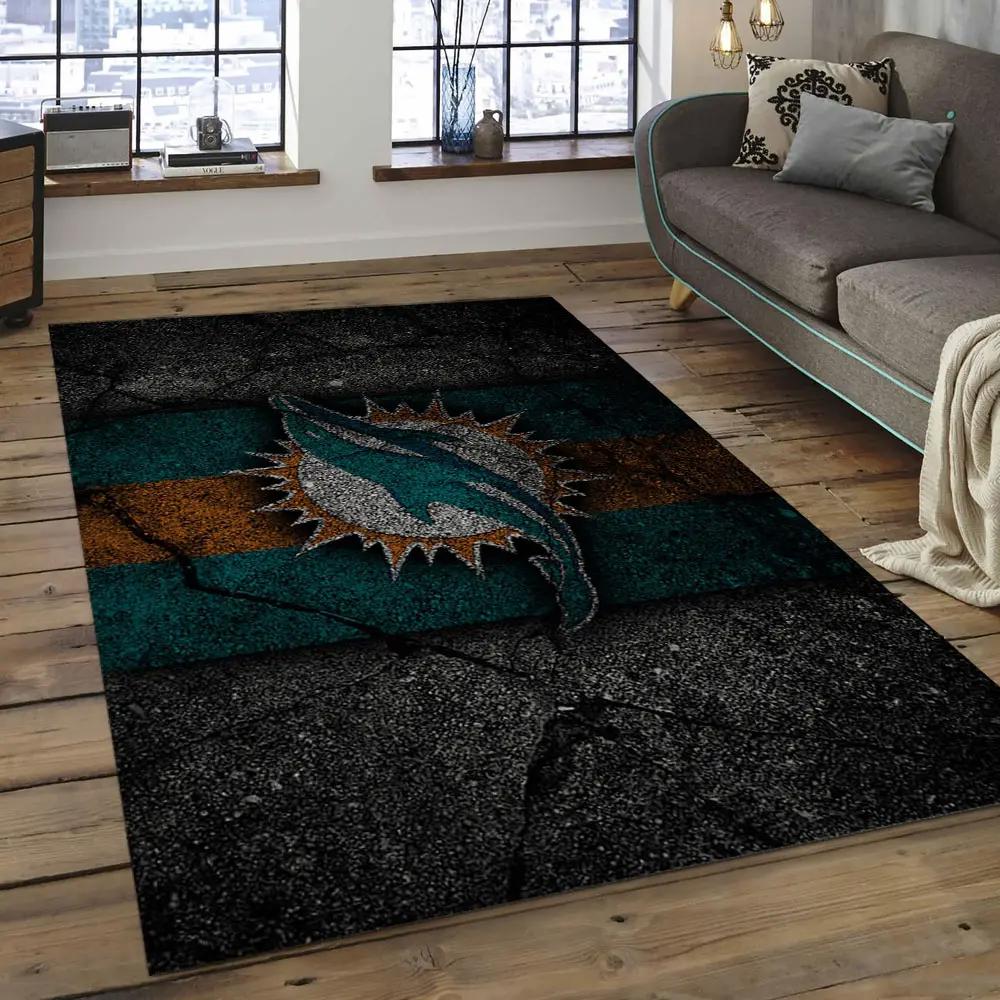 Nfl miami dolphins football team logo rectangle area rug mmd48 Rectangle Rug